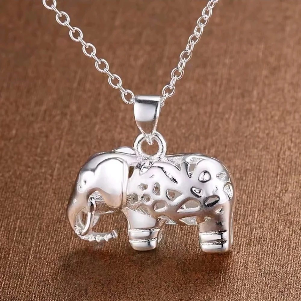 Elegant 925 Silver Elephant Pendant Necklace